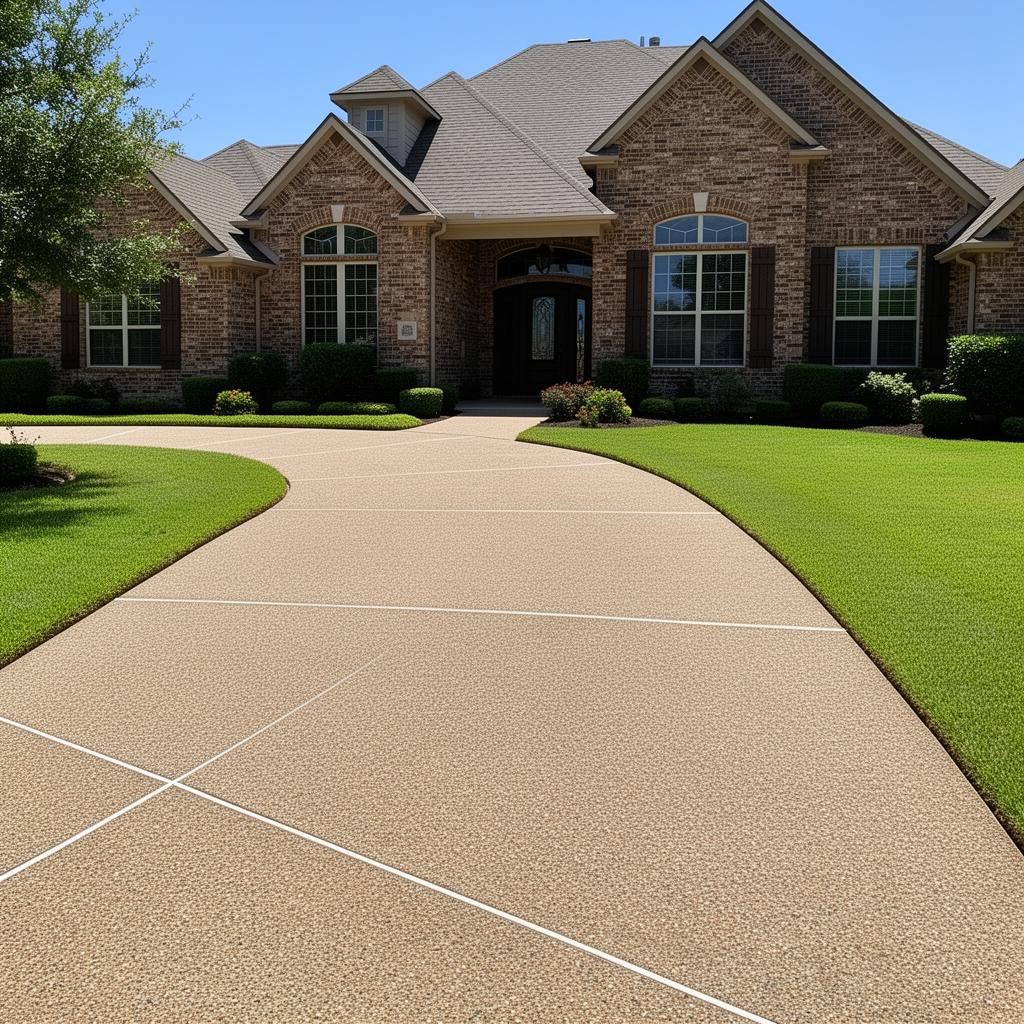Custom concrete driveway in suburban Houston